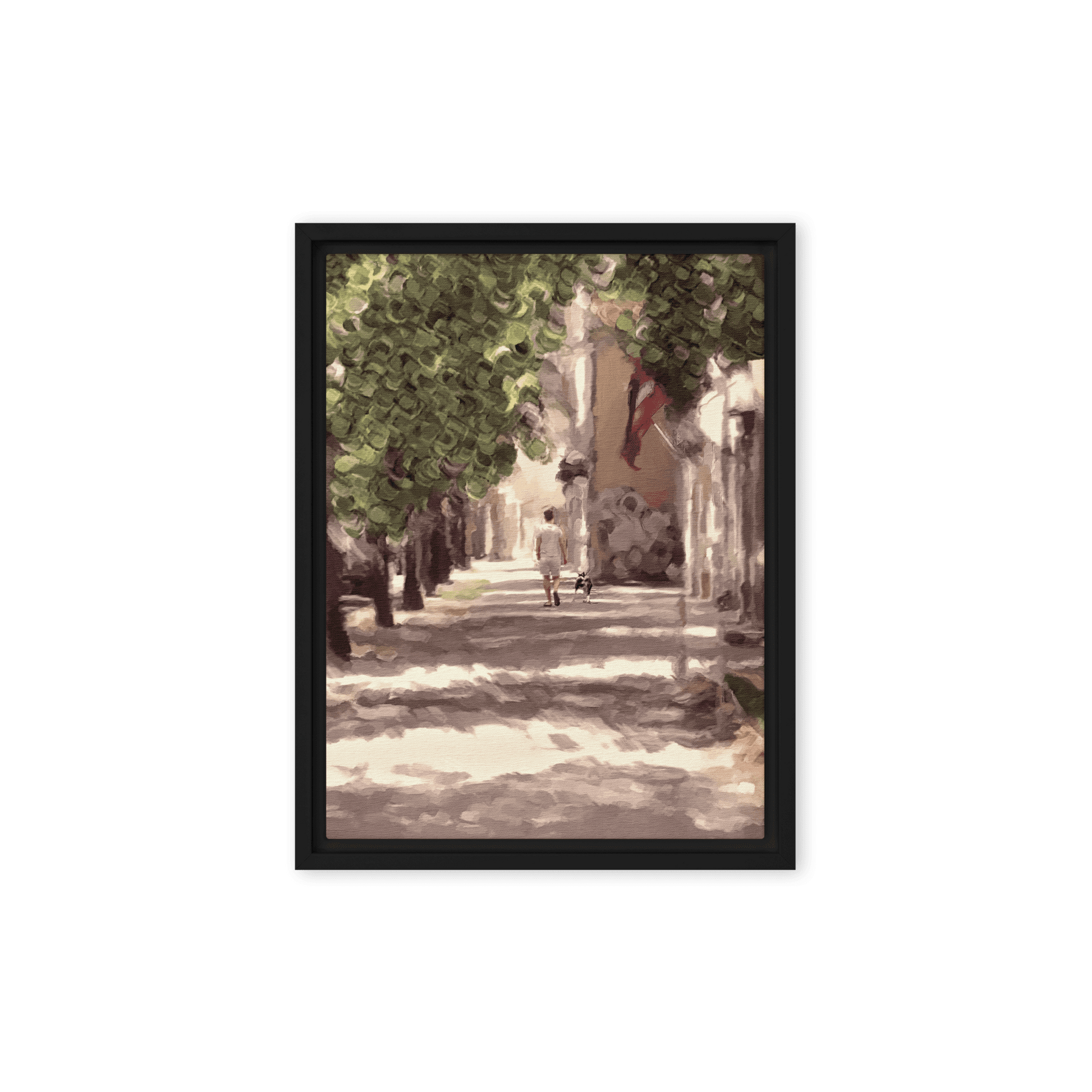 Man with a Dog impressionist summer green wall art- Barulins.shop