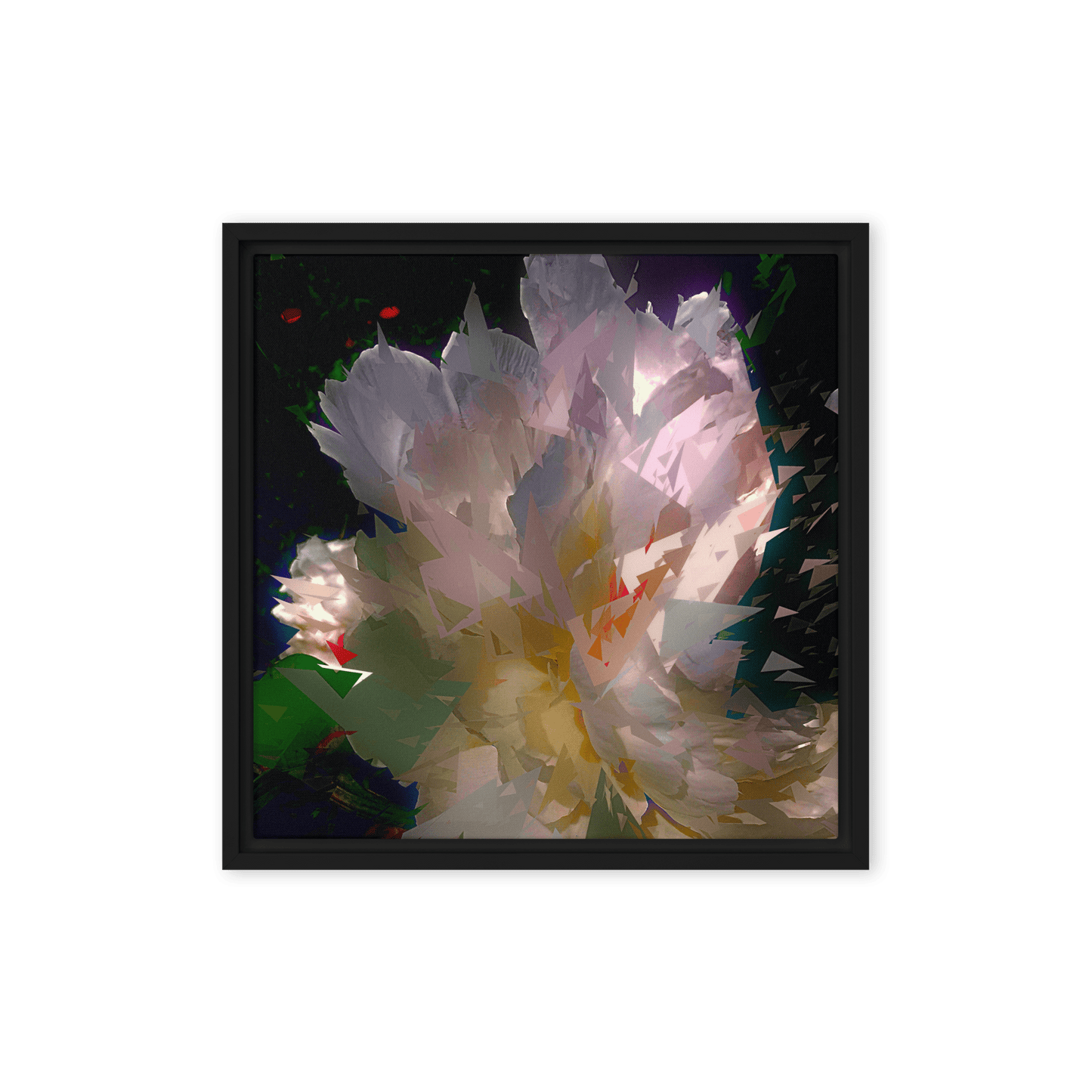 White Peony on a Dark Background dramatic floral painting wall art- Barulins.shop
