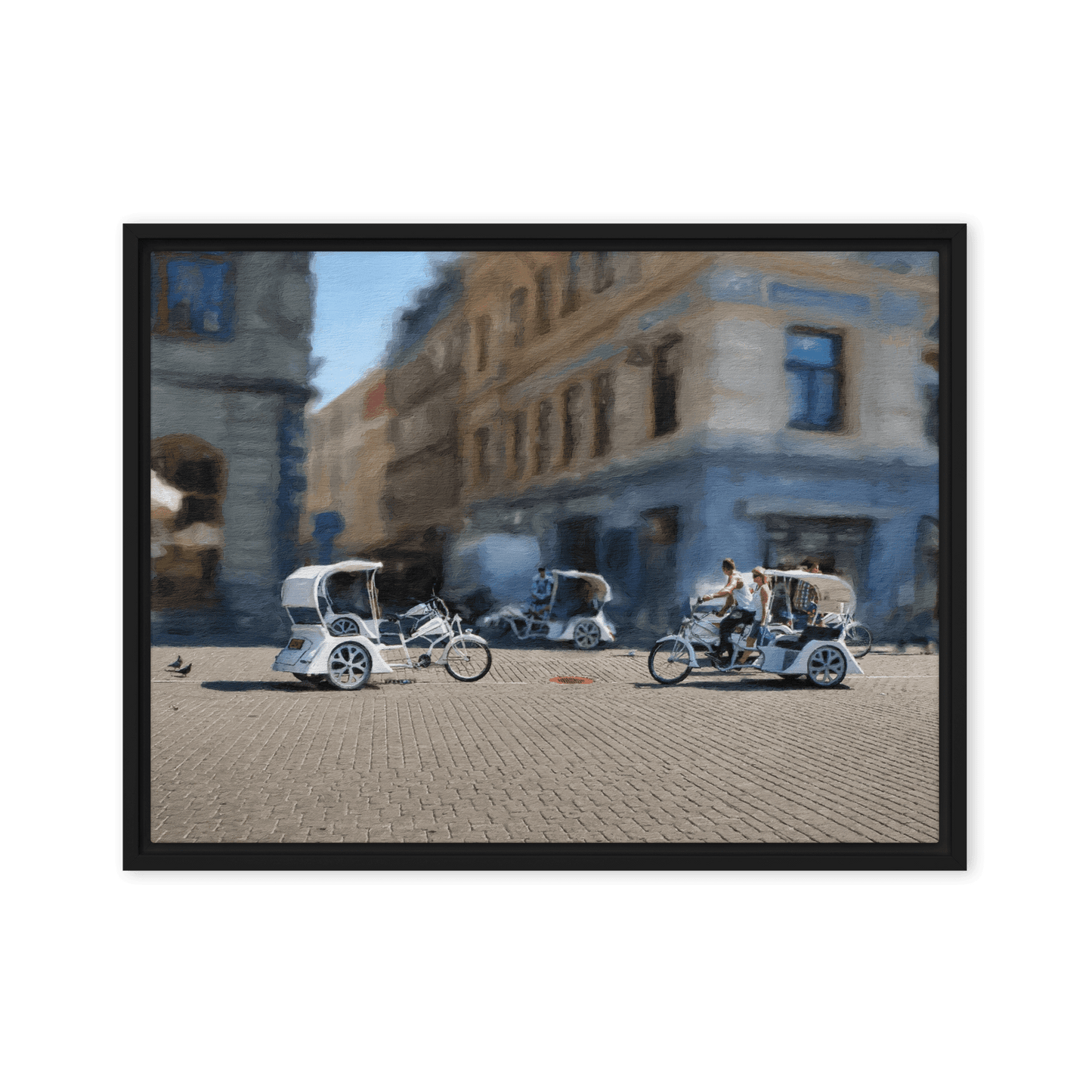 Bicycle Rickshaws Theater Square urban cityscape wall art- Barulins.shop