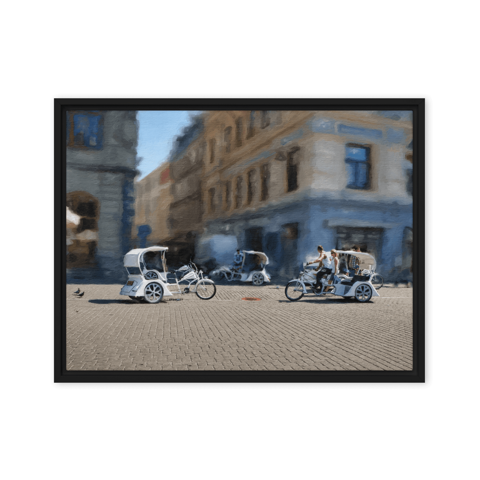 Bicycle Rickshaws Theater Square urban cityscape wall art- Barulins.shop