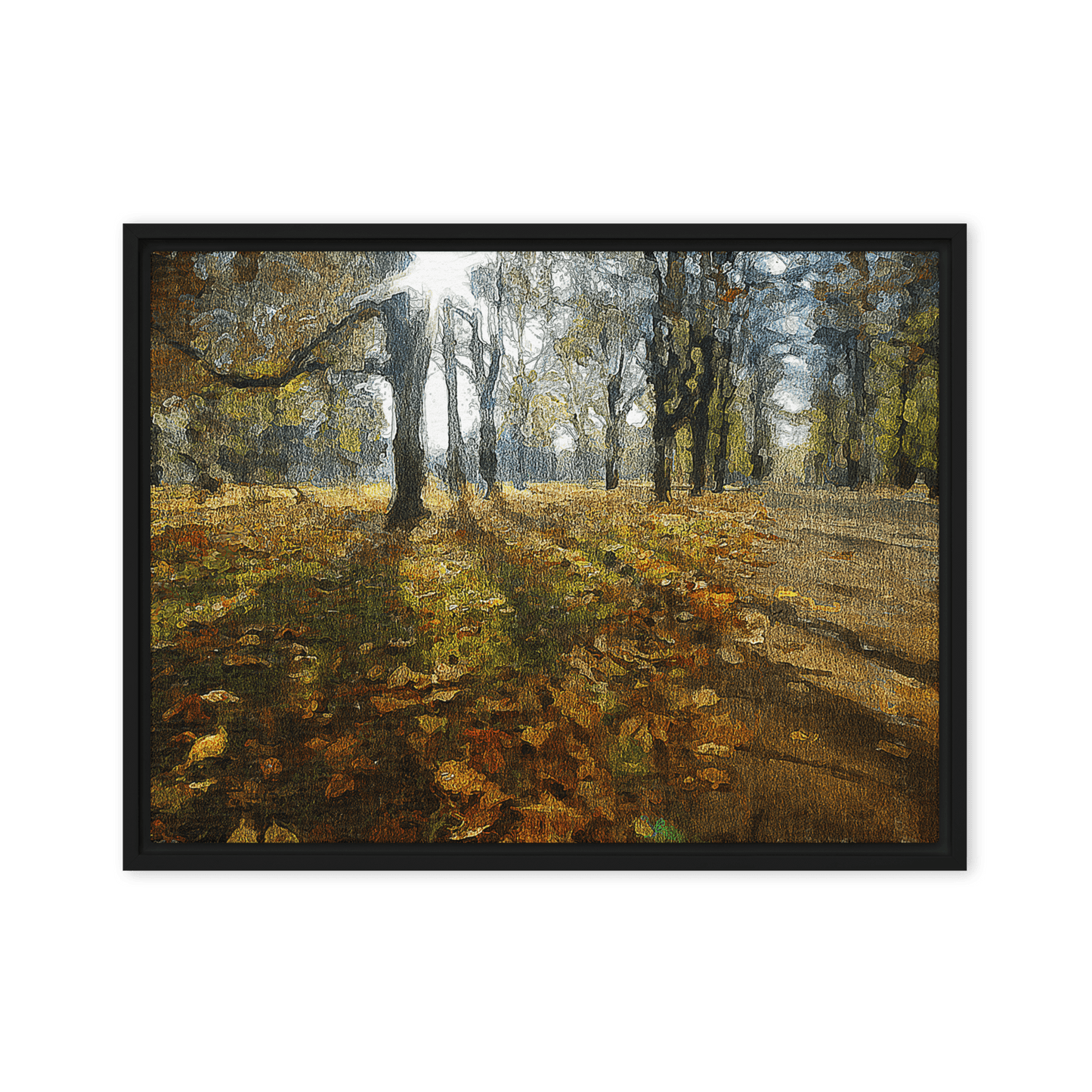 A Sunny Fall Day in the Park autumn landscape warm tones wall art- Barulins.shop