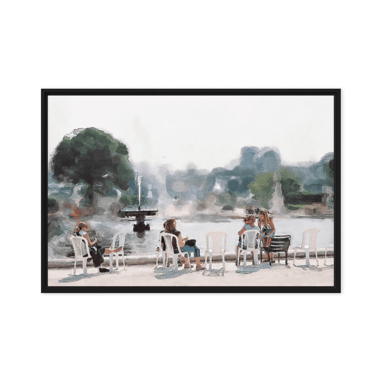 Le Jardin des Tuileries Hot June watercolor Paris garden wall art- Barulins.shop