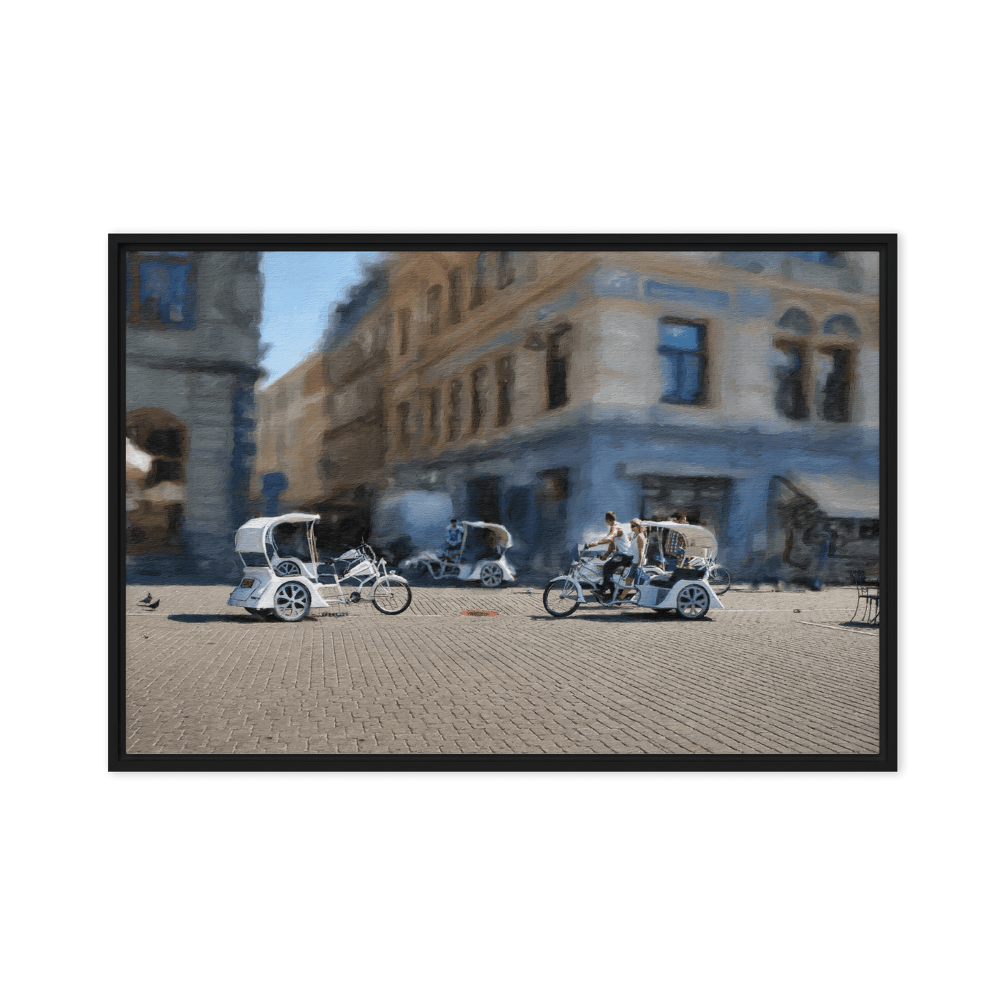 Bicycle Rickshaws Theater Square urban cityscape wall art- Barulins.shop