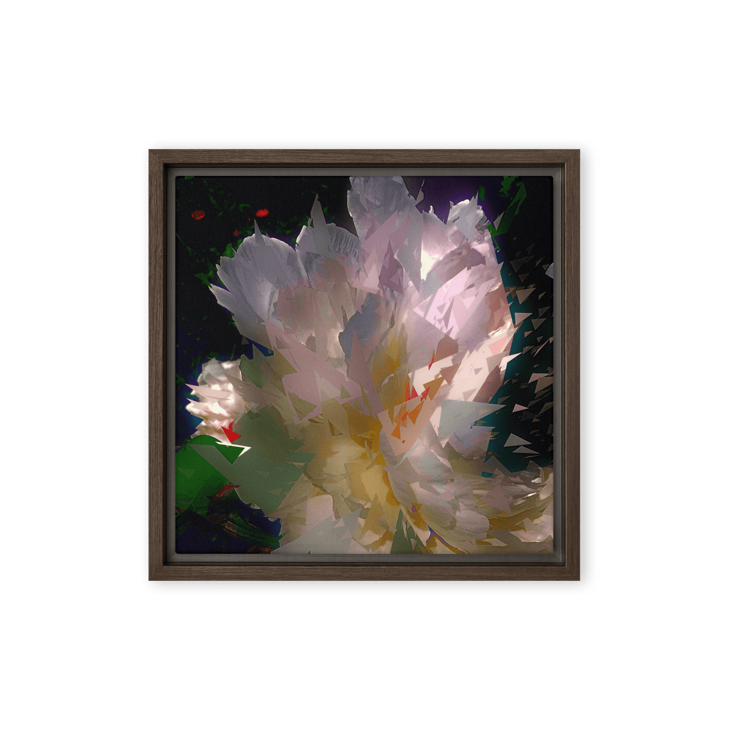 White Peony on a Dark Background dramatic floral painting wall art- Barulins.shop