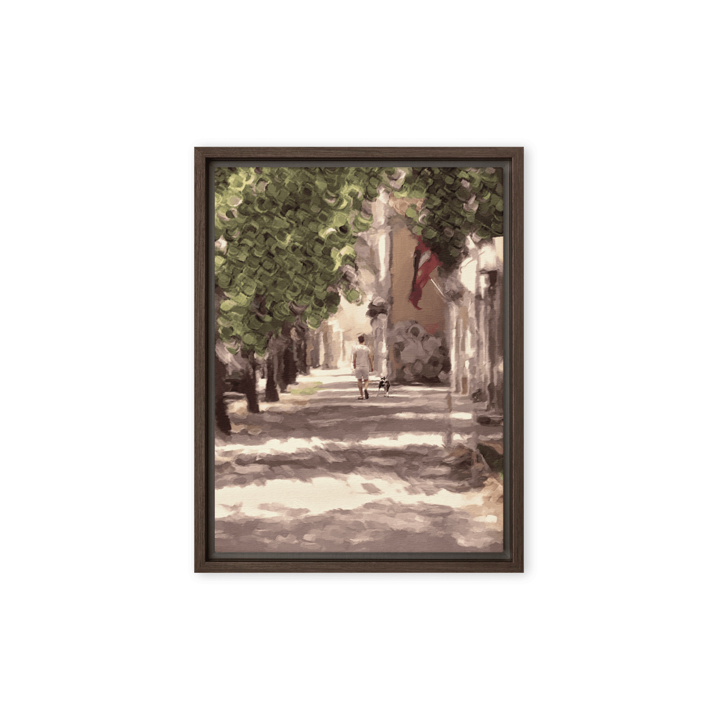 Man with a Dog impressionist summer green wall art- Barulins.shop