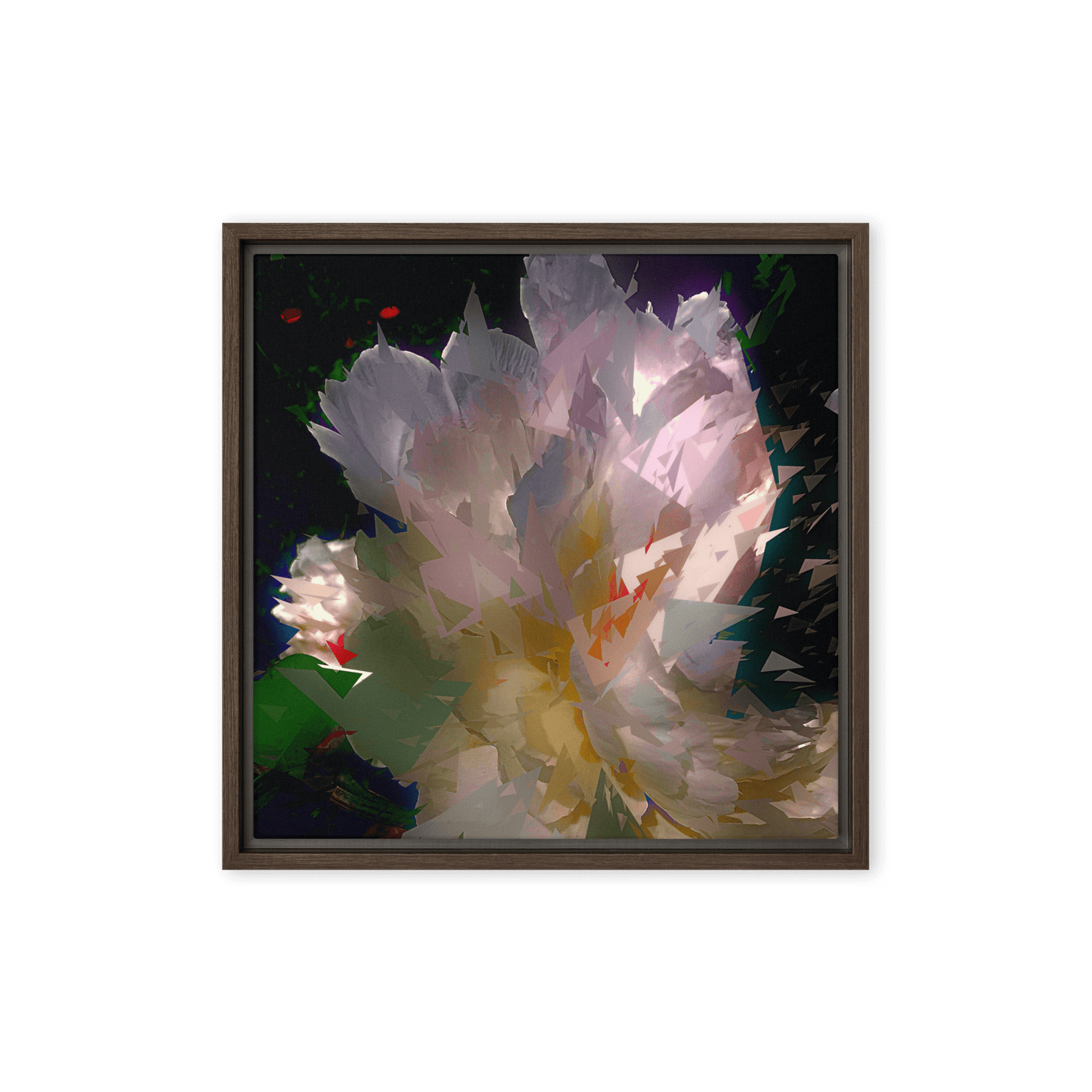 White Peony on a Dark Background dramatic floral painting wall art- Barulins.shop