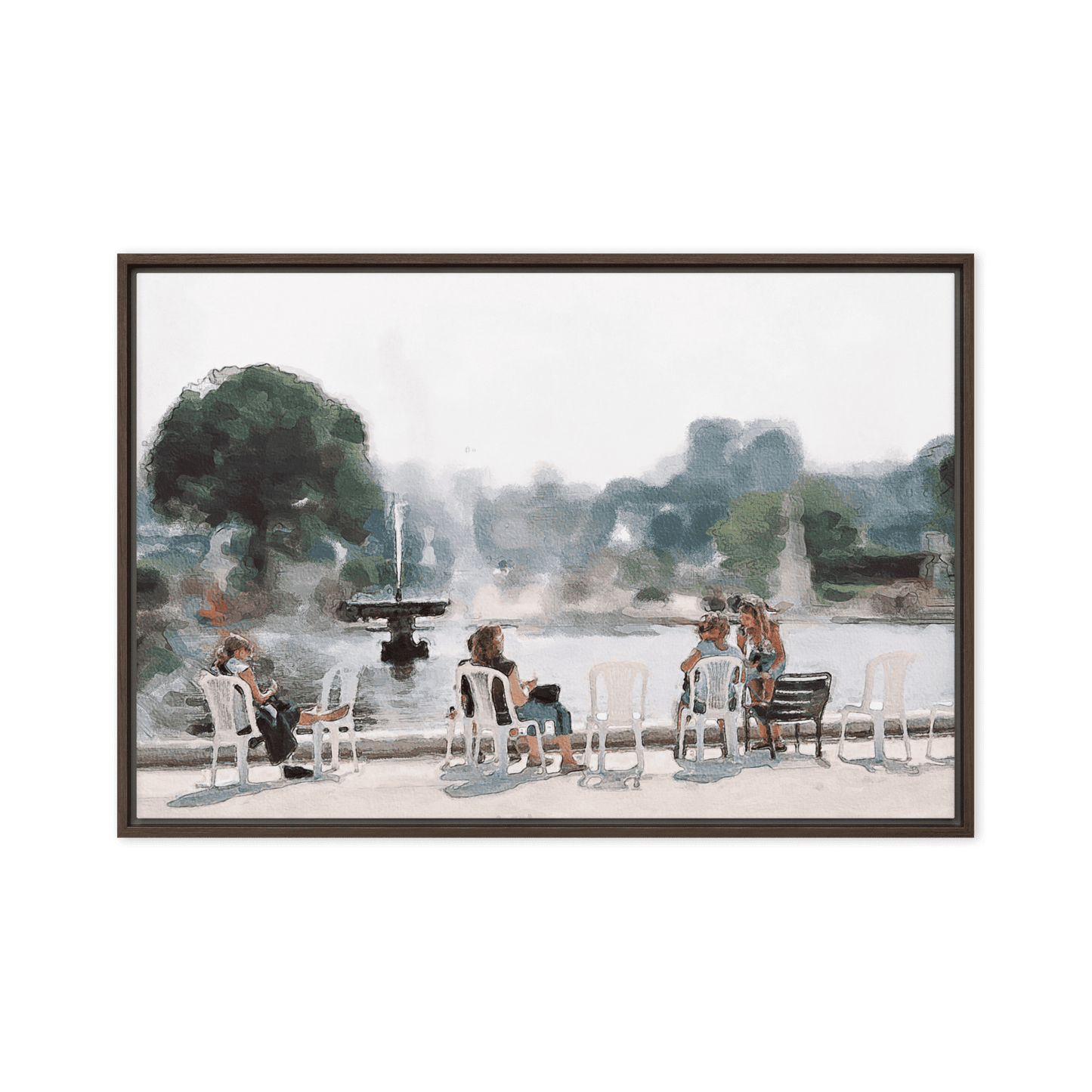 Le Jardin des Tuileries Hot June watercolor Paris garden wall art- Barulins.shop