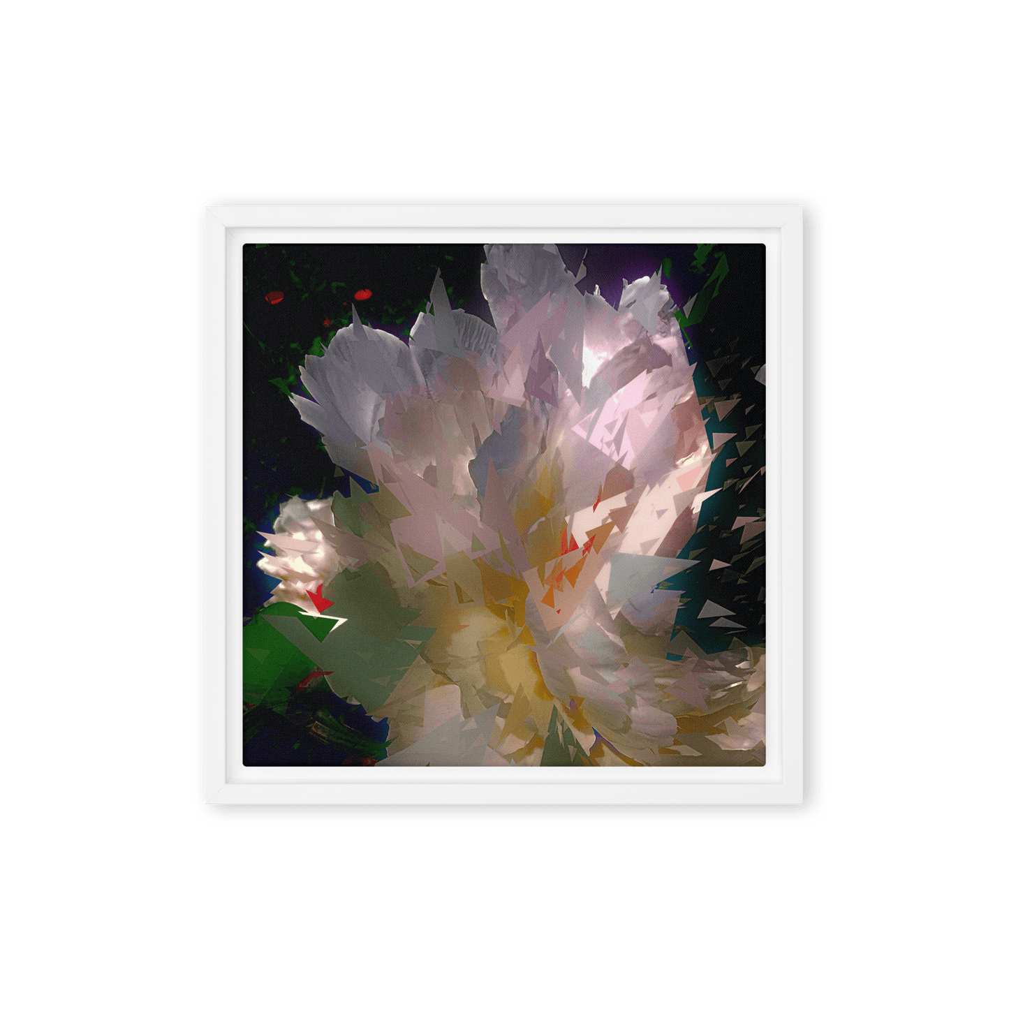 White Peony on a Dark Background dramatic floral painting wall art- Barulins.shop