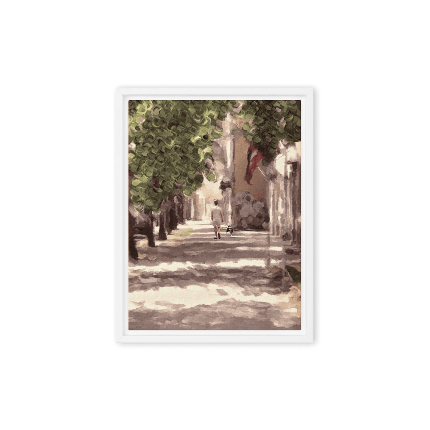 Man with a Dog impressionist summer green wall art- Barulins.shop