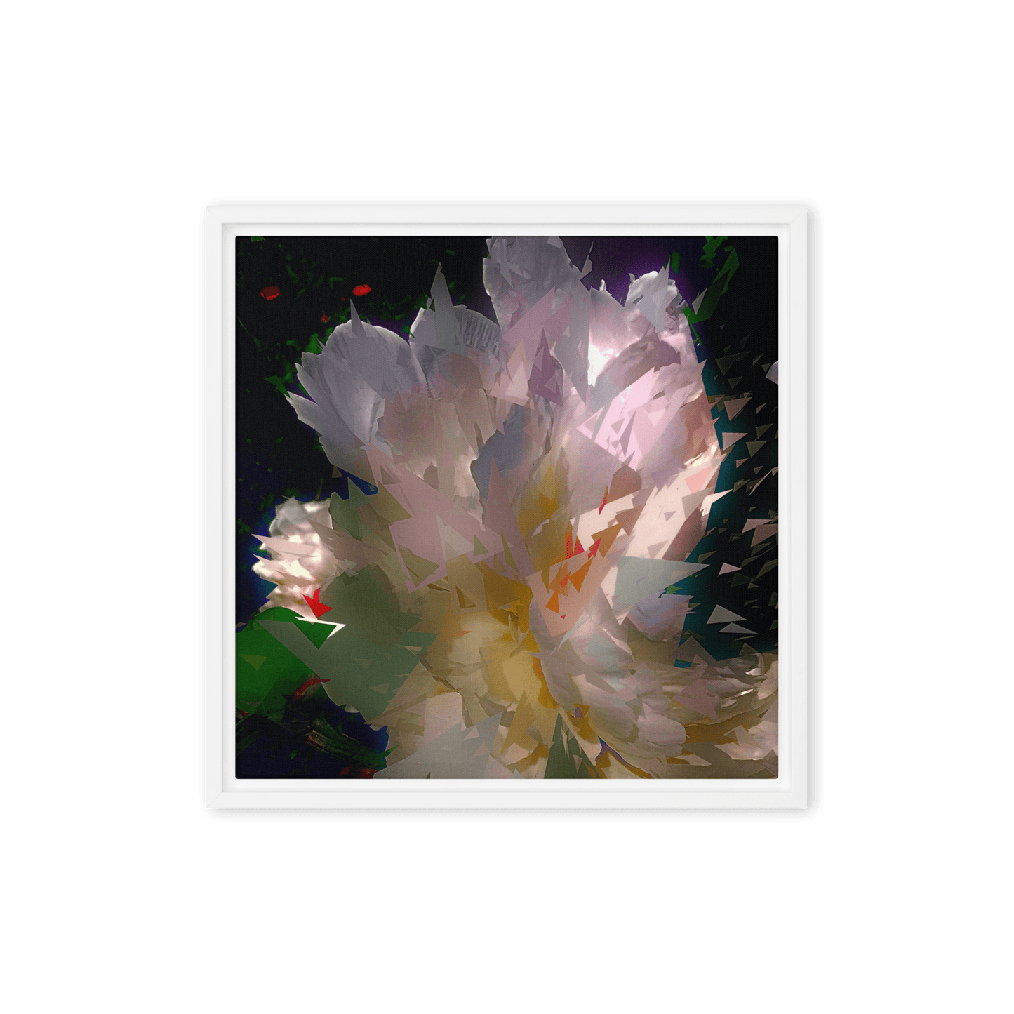 White Peony on a Dark Background dramatic floral painting wall art- Barulins.shop