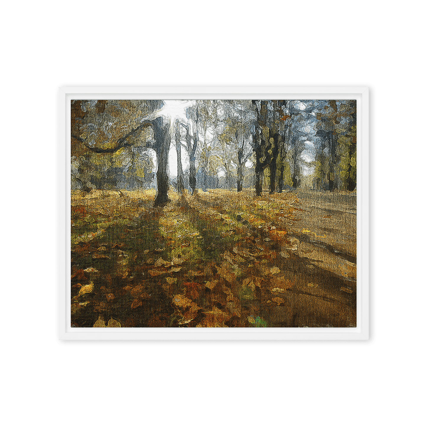 A Sunny Fall Day in the Park autumn landscape warm tones wall art- Barulins.shop