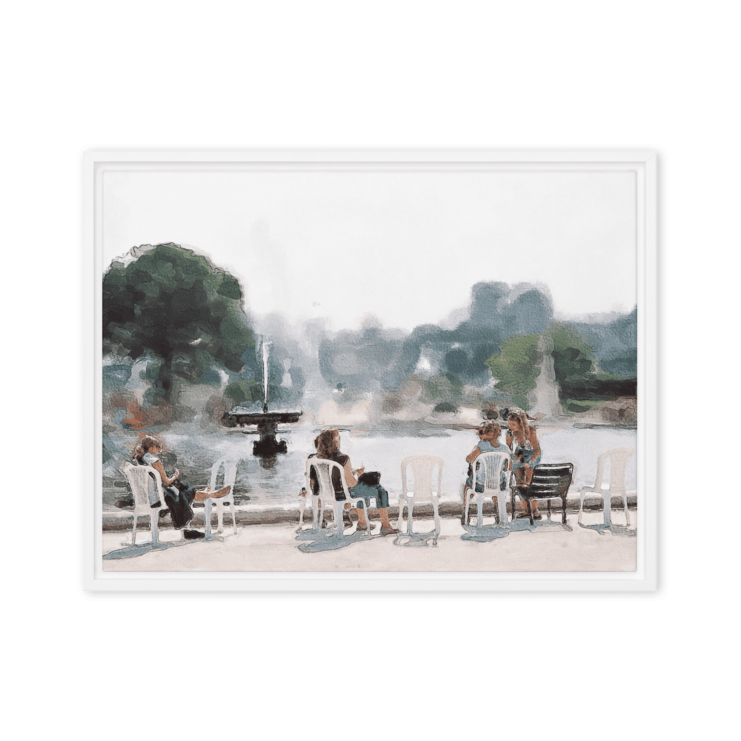 Le Jardin des Tuileries Hot June watercolor Paris garden wall art- Barulins.shop