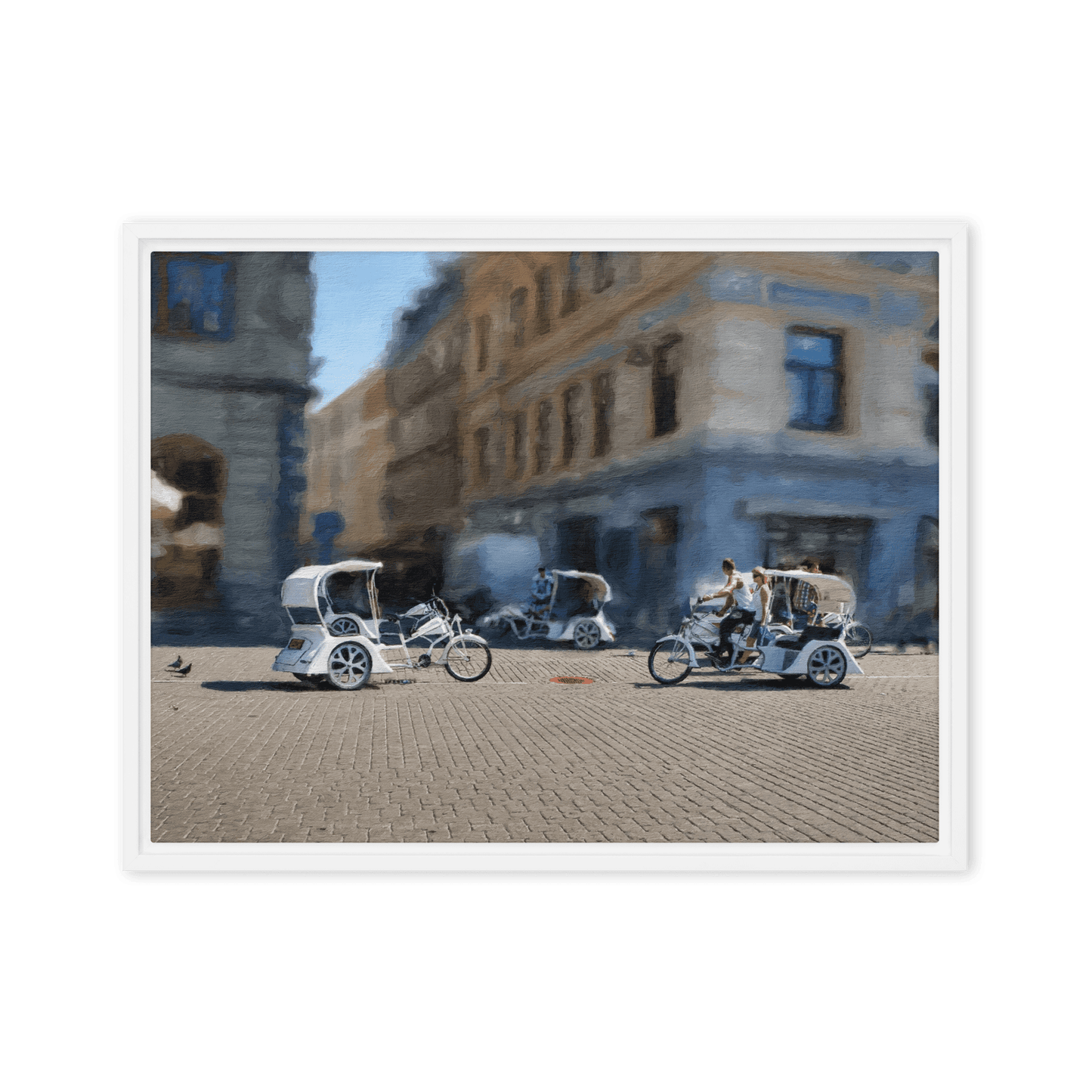 Bicycle Rickshaws Theater Square urban cityscape wall art- Barulins.shop