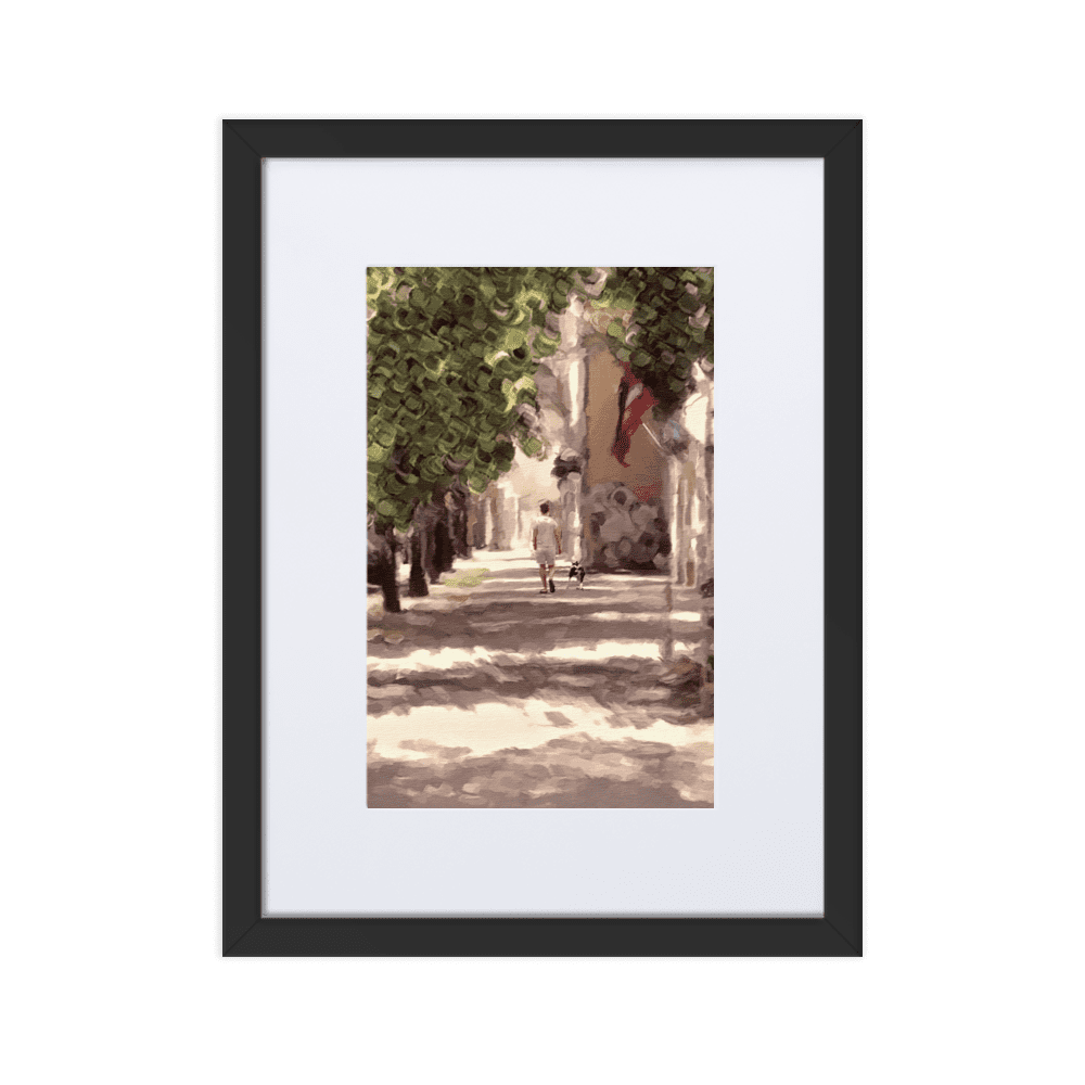 Man with a Dog impressionist summer green wall art- Barulins.shop