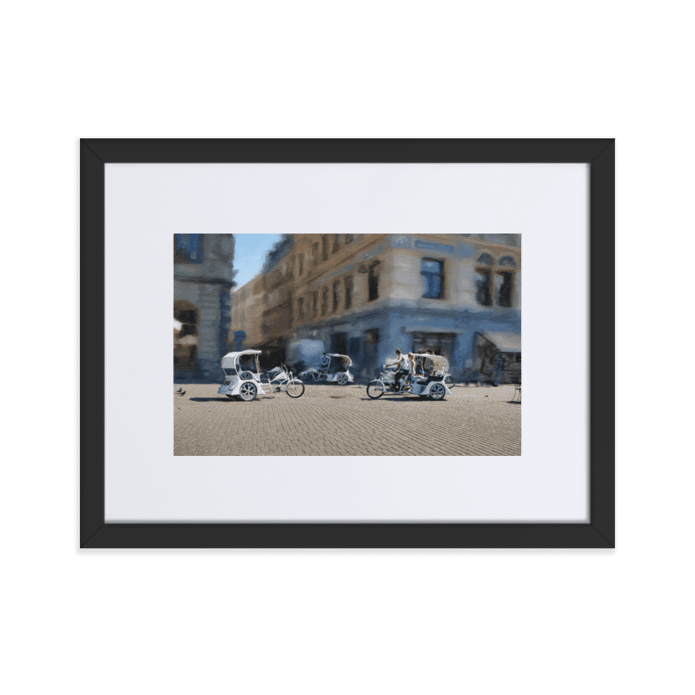 Bicycle Rickshaws Theater Square urban cityscape wall art- Barulins.shop