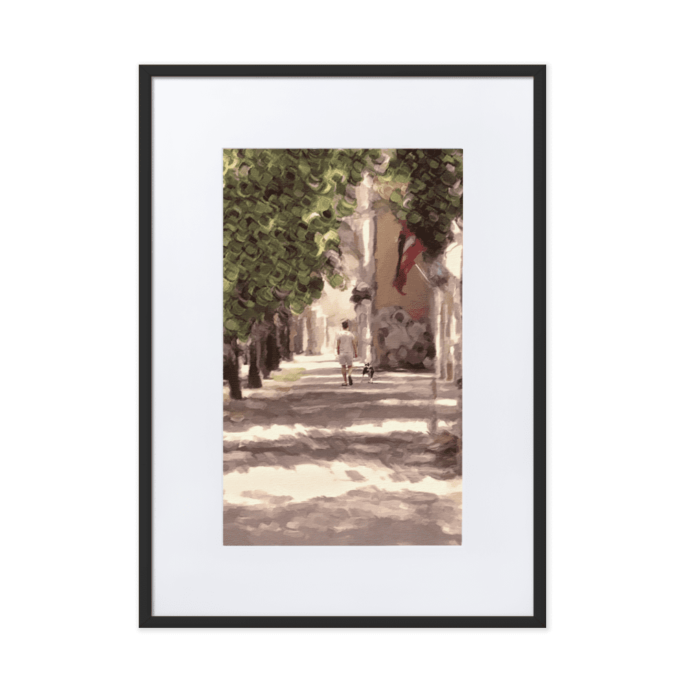 Man with a Dog impressionist summer green wall art- Barulins.shop