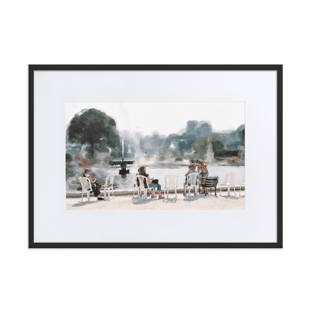 Le Jardin des Tuileries Hot June watercolor Paris garden wall art- Barulins.shop