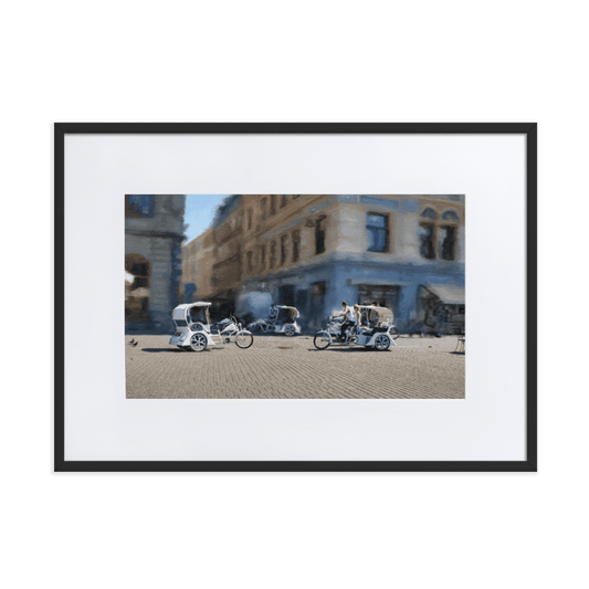 Bicycle Rickshaws Theater Square urban cityscape wall art- Barulins.shop