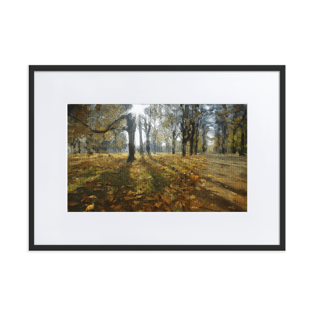 A Sunny Fall Day in the Park autumn landscape warm tones wall art- Barulins.shop