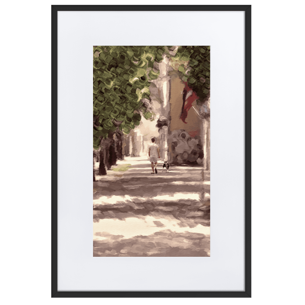 Man with a Dog impressionist summer green wall art- Barulins.shop