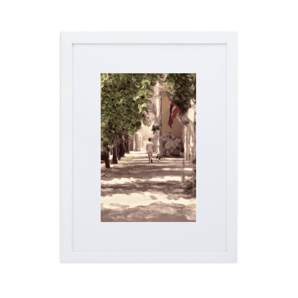 Man with a Dog impressionist summer green wall art- Barulins.shop