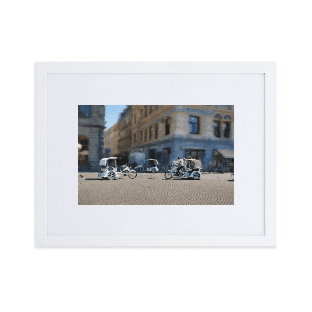 Bicycle Rickshaws Theater Square urban cityscape wall art- Barulins.shop