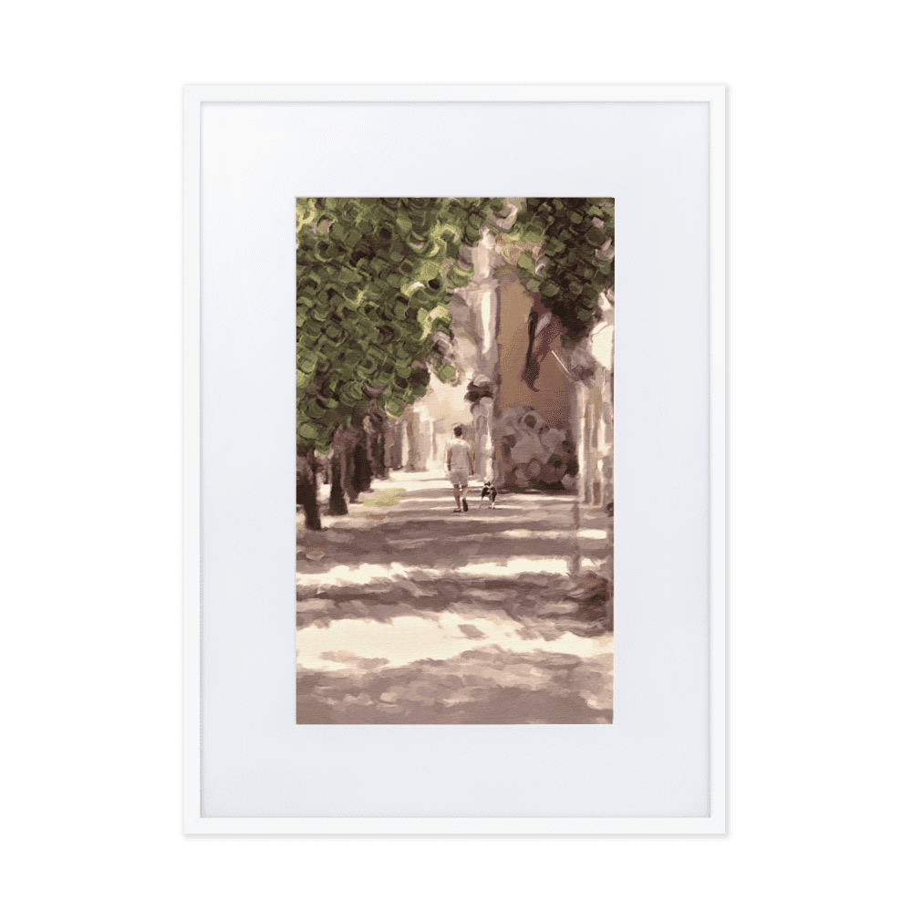 Man with a Dog impressionist summer green wall art- Barulins.shop