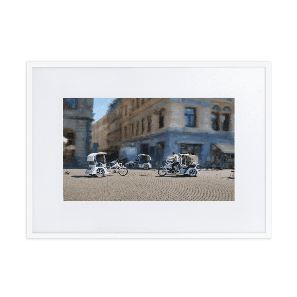 Bicycle Rickshaws Theater Square urban cityscape wall art- Barulins.shop