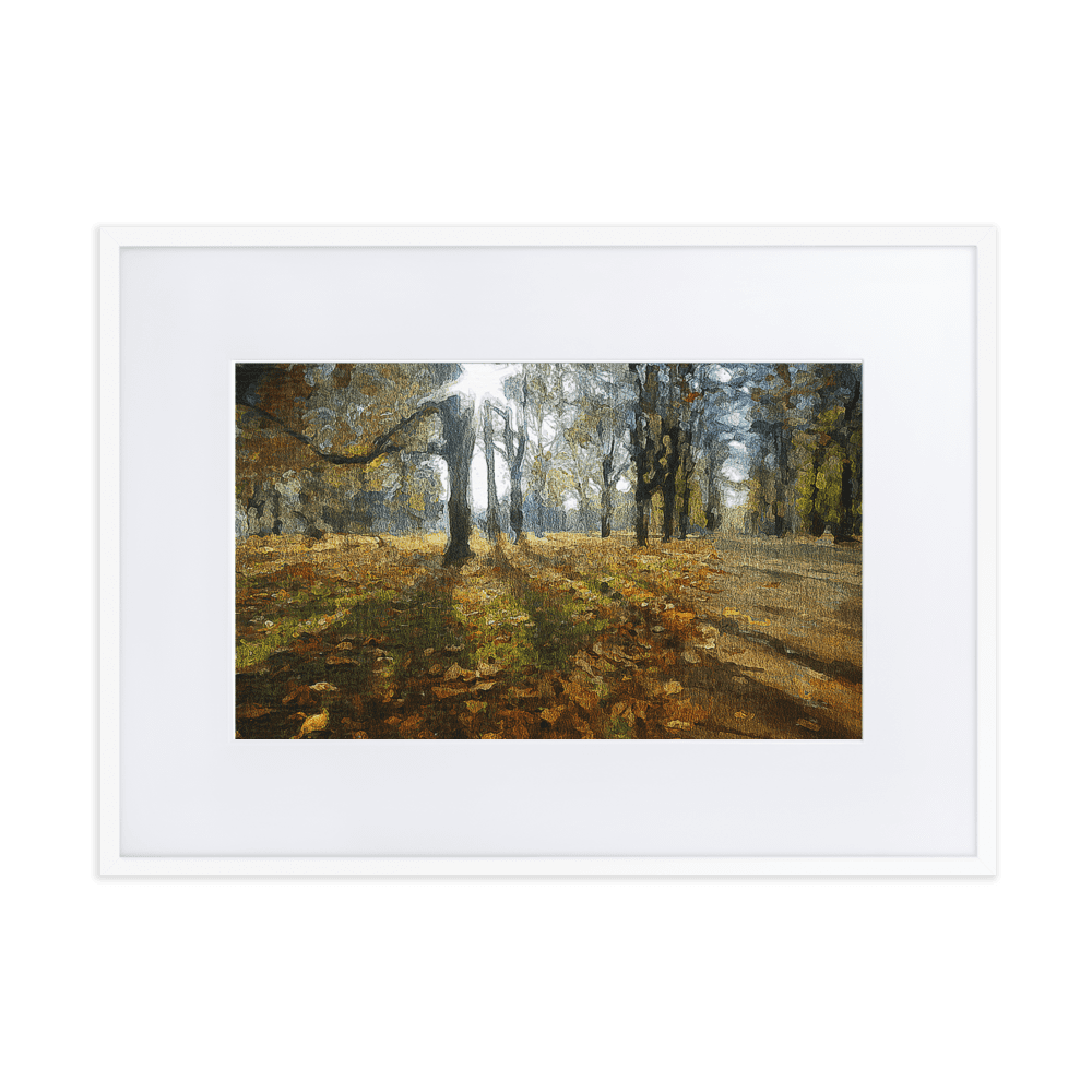 A Sunny Fall Day in the Park autumn landscape warm tones wall art- Barulins.shop